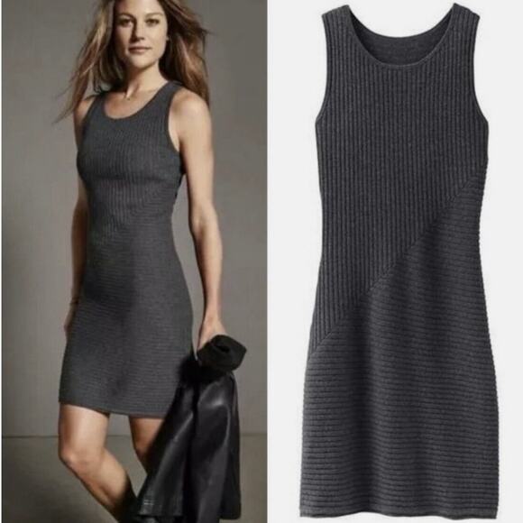 Athleta Grey Knit Sleeveless Sweater Dress sz M Ananada Dress - Picture 1 of 12